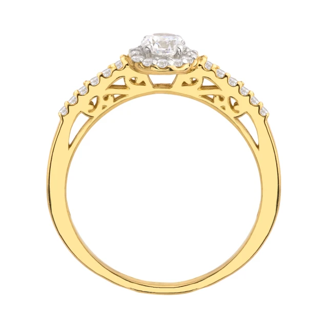 Złoty pierścionek 585 białe cyrkonie