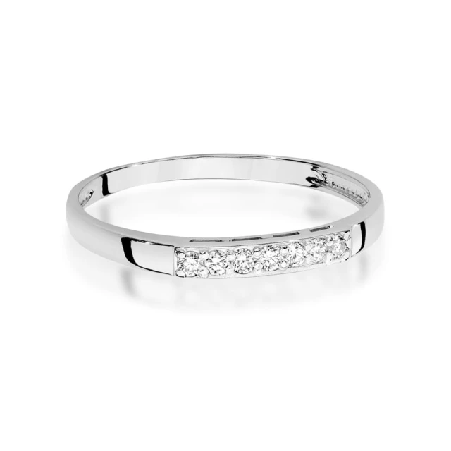 Złoty Pierścionek 585 Białe Złoto Z Diamentami 0,10ct z certyfikatem