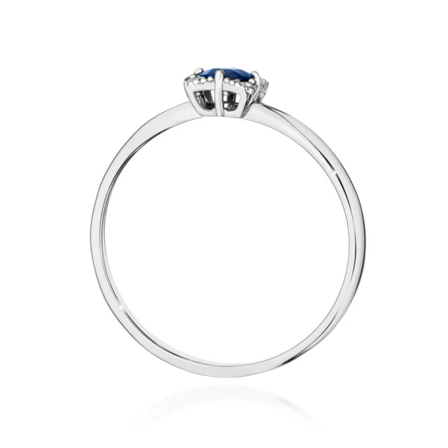 Złoty Pierścionek 585 Białe Złoto Brylant Szafir 0,30ct