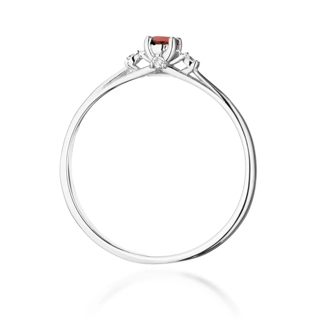 Złoty Pierścionek 585 Białe Złoto Z Rubinem 0,15ct certyfikat