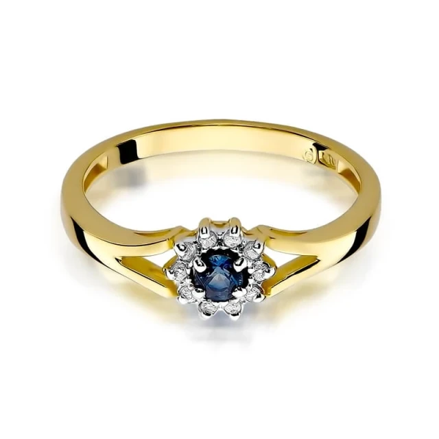 Goldring 585 mit Diamant Saphir 0.15ct