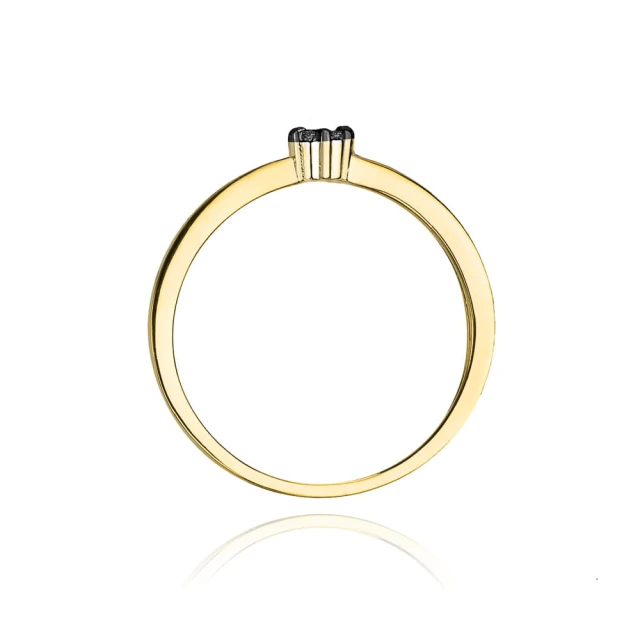 Gold Ring 585 mit Diamant Diamant Schwarz 0.04ct