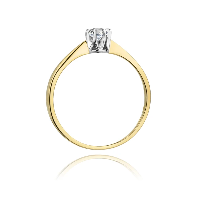 Złoty Pierścionek 585 z diamentem brylant 0,10ct