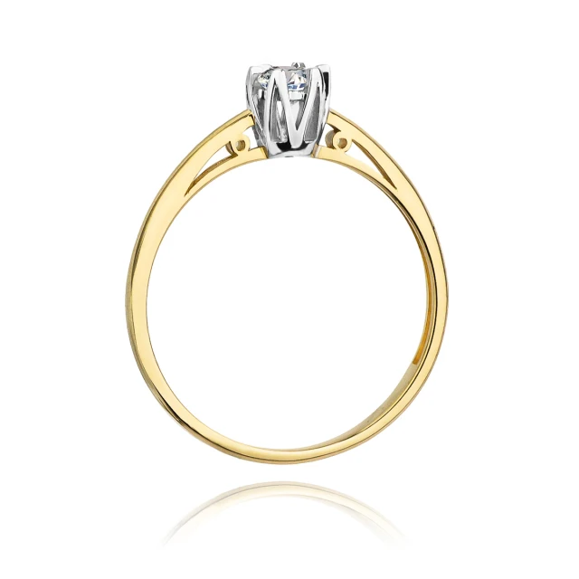 Złoty Pierścionek 585 z diamentem brylant 0,15ct