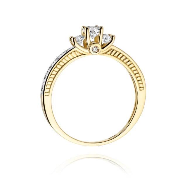 Złoty Pierścionek 585 z diamentem brylant 0,42ct