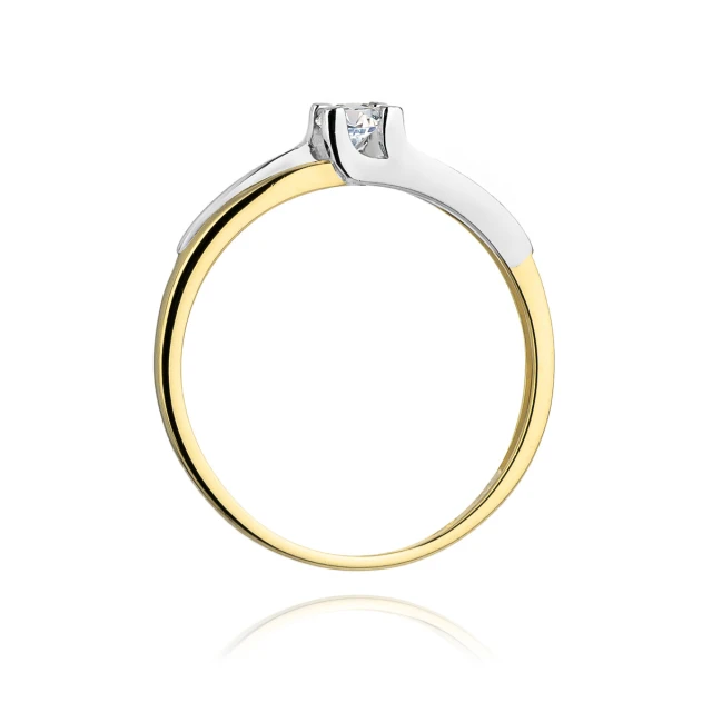 Złoty Pierścionek 585 z diamentem brylant 0,12ct