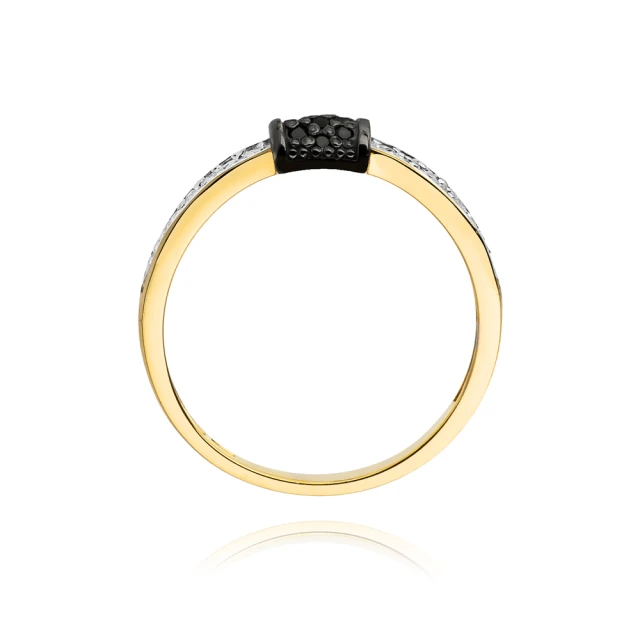 Gold Ring 585 mit Diamant Diamant Weiß 0.14 Schwarz 0.05ct