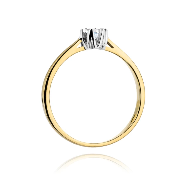 Złoty Pierścionek 585 z diamentem brylant 0,12ct