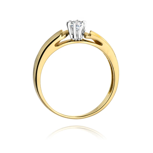 Złoty Pierścionek 585 z diamentem brylant 0,10ct