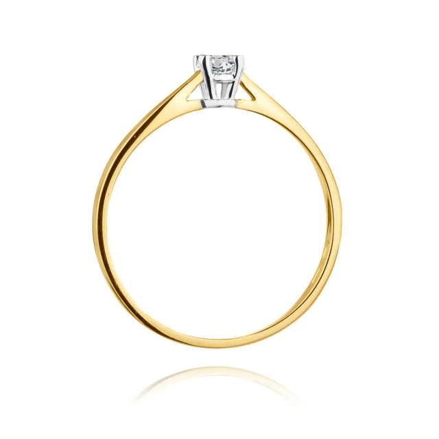 Złoty Pierścionek 585 z diamentem brylant 0,15ct