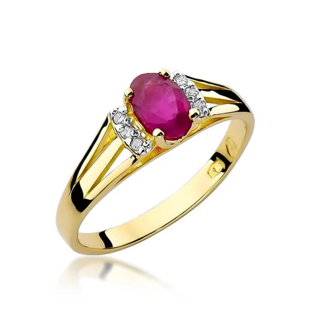 Gold Ring 585 mit Diamant Rubin 0,60ct