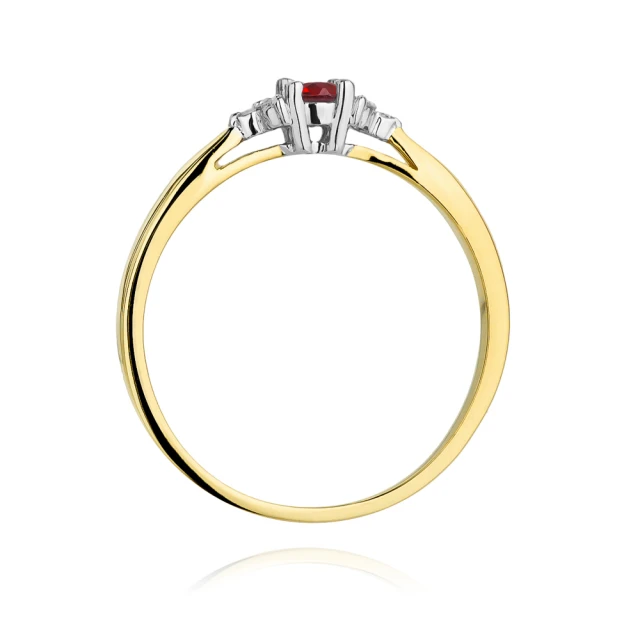 Gold Ring 585 mit Diamant Rubin 0,15ct