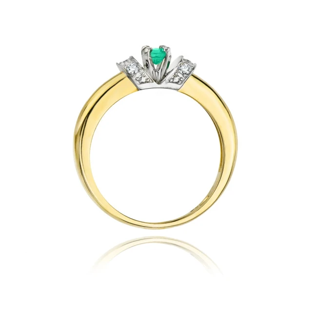 Gold Ring 585 mit Diamant Smaragd 0,50ct