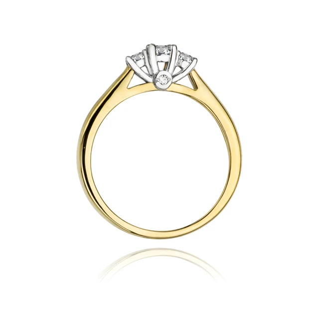 Złoty Pierścionek 585 z diamentem brylant 0,22ct
