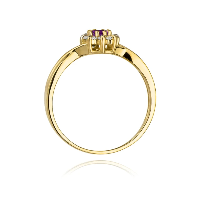 Gold Ring 585 mit Amethyst Diamant 0,10ct