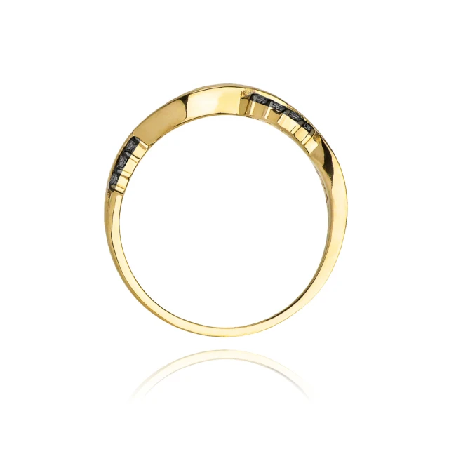 Gold Ring 585 mit Diamant Diamant Schwarz 0.07ct