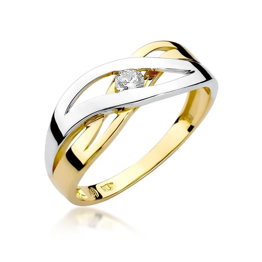 Złoty pierścionek z diamentem EY-156 0,10ct