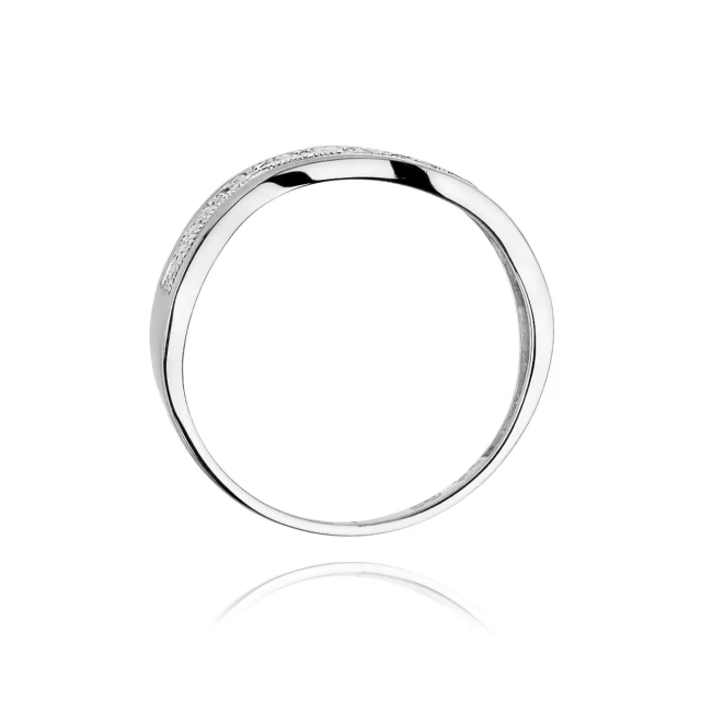 Złoty pierścionek z diamentami białe złoto 0,06ct