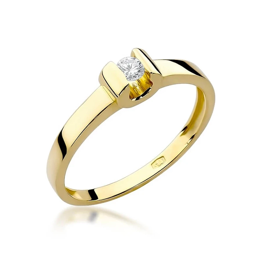 Złoty Pierścionek 585 z diamentem brylant 0,08ct