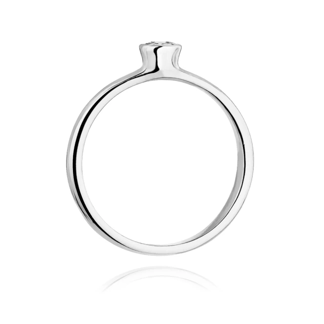 Złoty pierścionek z diamentem białe złoto 0,15ct