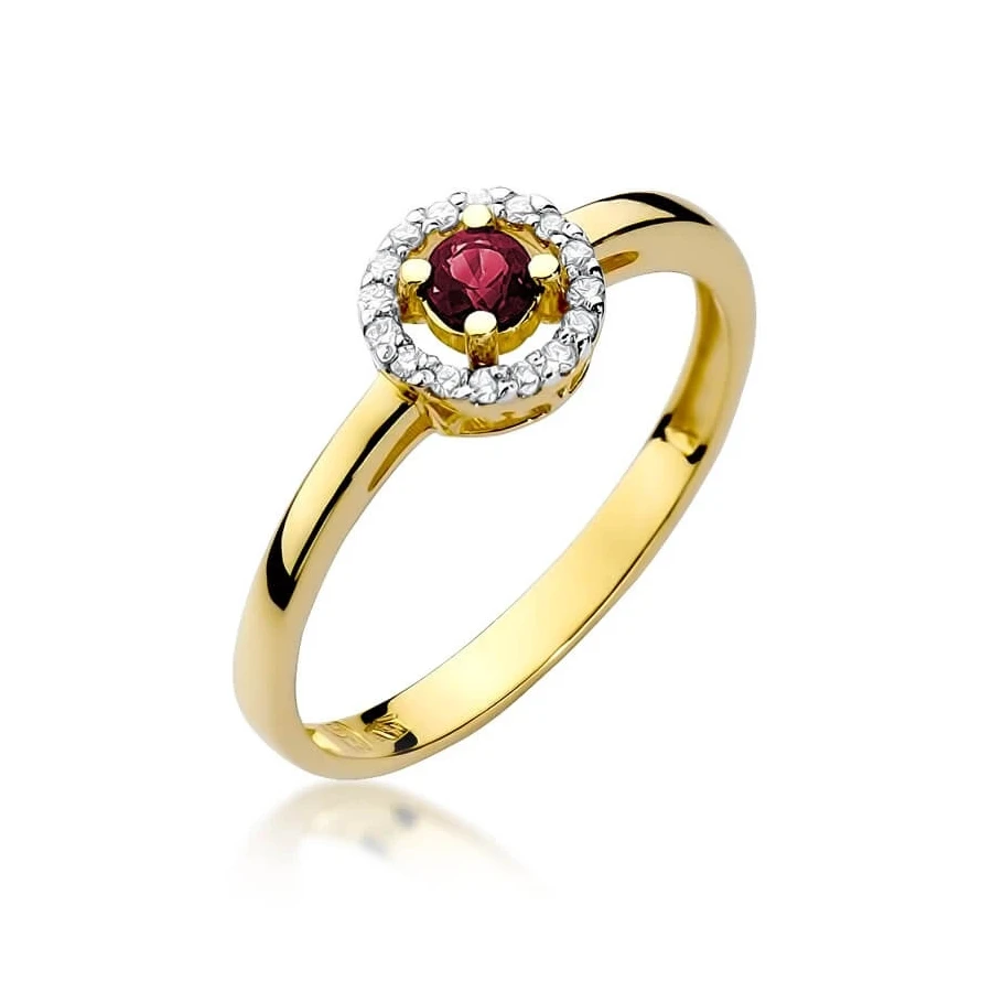 Złoty pierścionek z diamentem EY-238 rubin
