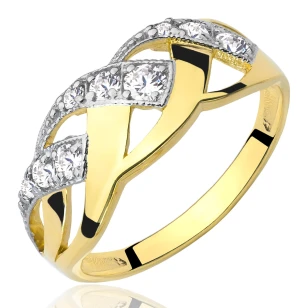 Złoty pierścionek 585 przeplatany wzór kamienie P1.23P | ERgold