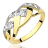 Złoty pierścionek 585 przeplatany wzór kamienie