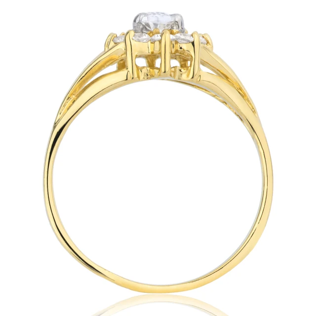 Modischer Goldener Ring mit Markisen-Strasssteinen