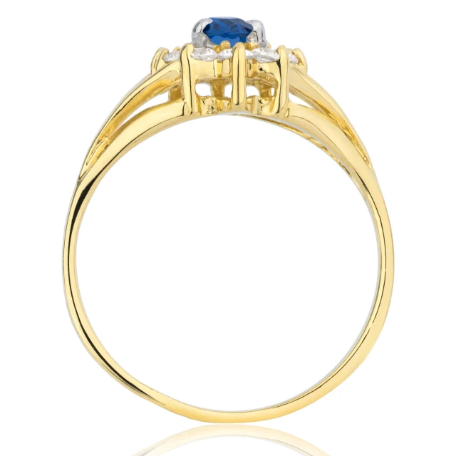 Modischer Goldring mit Strasssteinen Marquise Blue