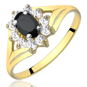 Pierścionek zaręczynowy z czarnym kamieniem 585  P2.982Pc | ERgold