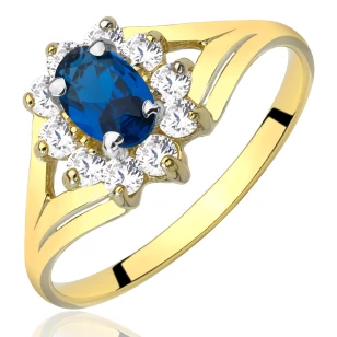 Pierścionek zaręczynowy z niebieskim oczkiem 585 P2.982Pn | ERgold