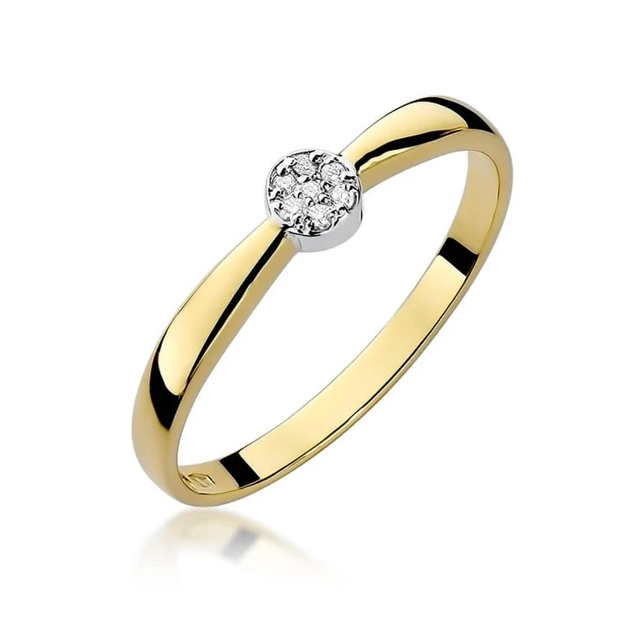 Złoty Pierścionek 585 z diamentem brylant 0,04ct