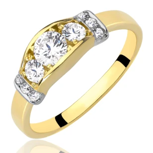 Złoty pierścionek 333 klasyk białe kamienie P2.1096 | ERgold