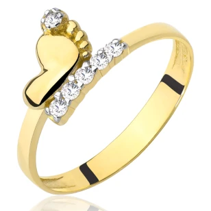 Złoty pierścionek 333 stópka z cyrkoniami | ERgold.pl