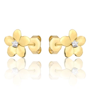 Goldene Ohrringe mit Zirkoniafeder FLOWERS K2.1174 | ergold