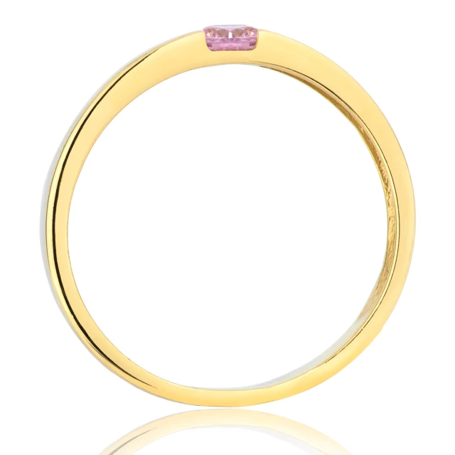 Goldener Ring rosa Stein 585