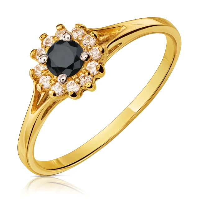 Eleganter Goldring Blume Schwarz