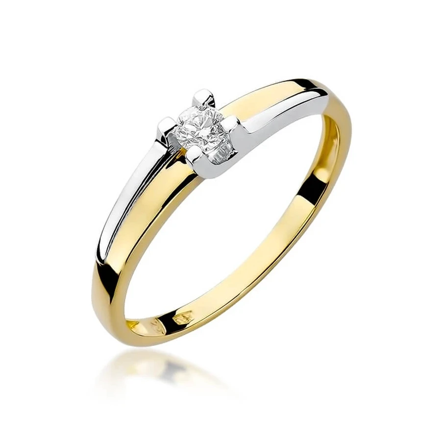 Złoty Pierścionek 585 z diamentem brylant 0,12ct