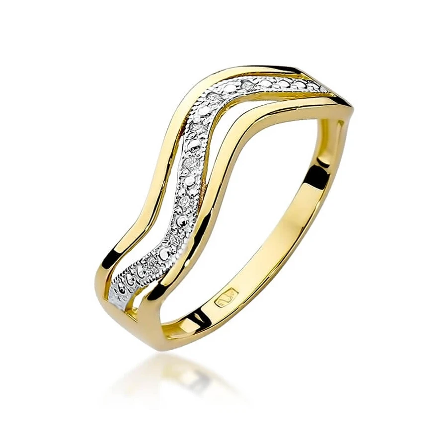 Złoty Pierścionek 585 z diamentem brylant 0,06ct