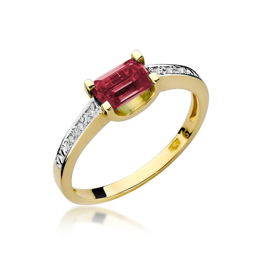 Złoty Pierścionek 585 z diamentem rubin 0,80ct