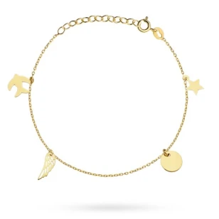 ⭐ Goldenes Armband mit Stern, Kreis, Flügel und Schwalbe ♥ Ergold