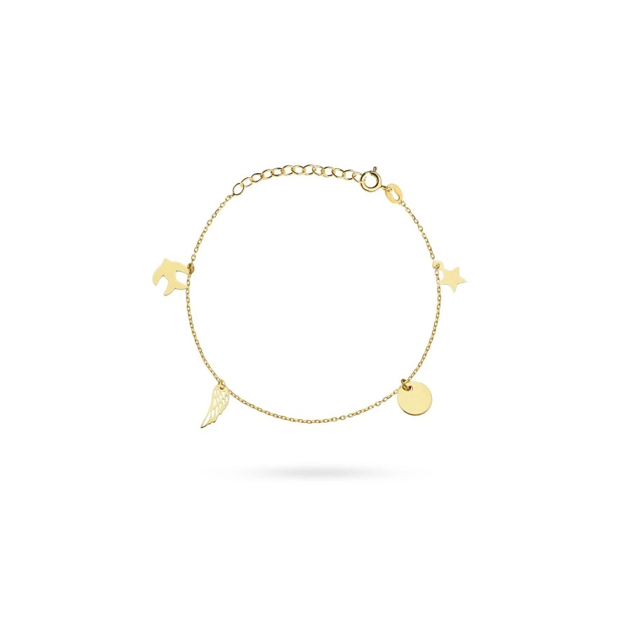 ⭐ Goldenes Armband mit Stern, Kreis, Flügel und Schwalbe ♥ Ergold