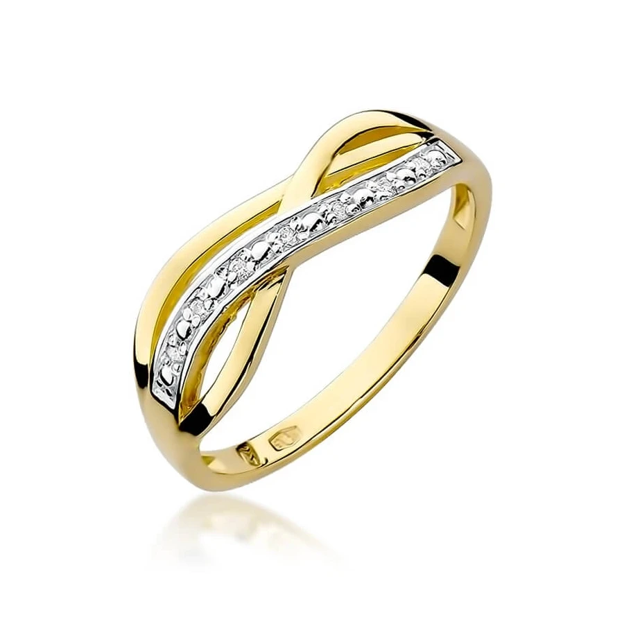 Złoty Pierścionek 585 z diamentem brylant 0,06ct