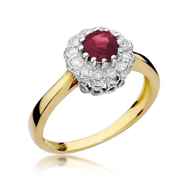 Gold Ring 585 mit Diamant Rubin 0,60ct