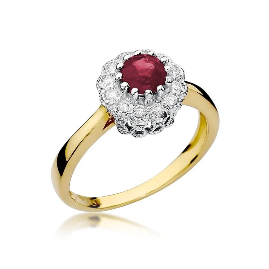 Złoty Pierścionek 585 z diamentem rubin 0,60ct