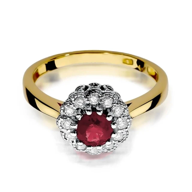 Gold Ring 585 mit Diamant Rubin 0,60ct