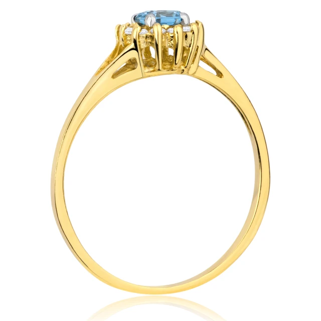 Eleganter Goldring Blaue Blume