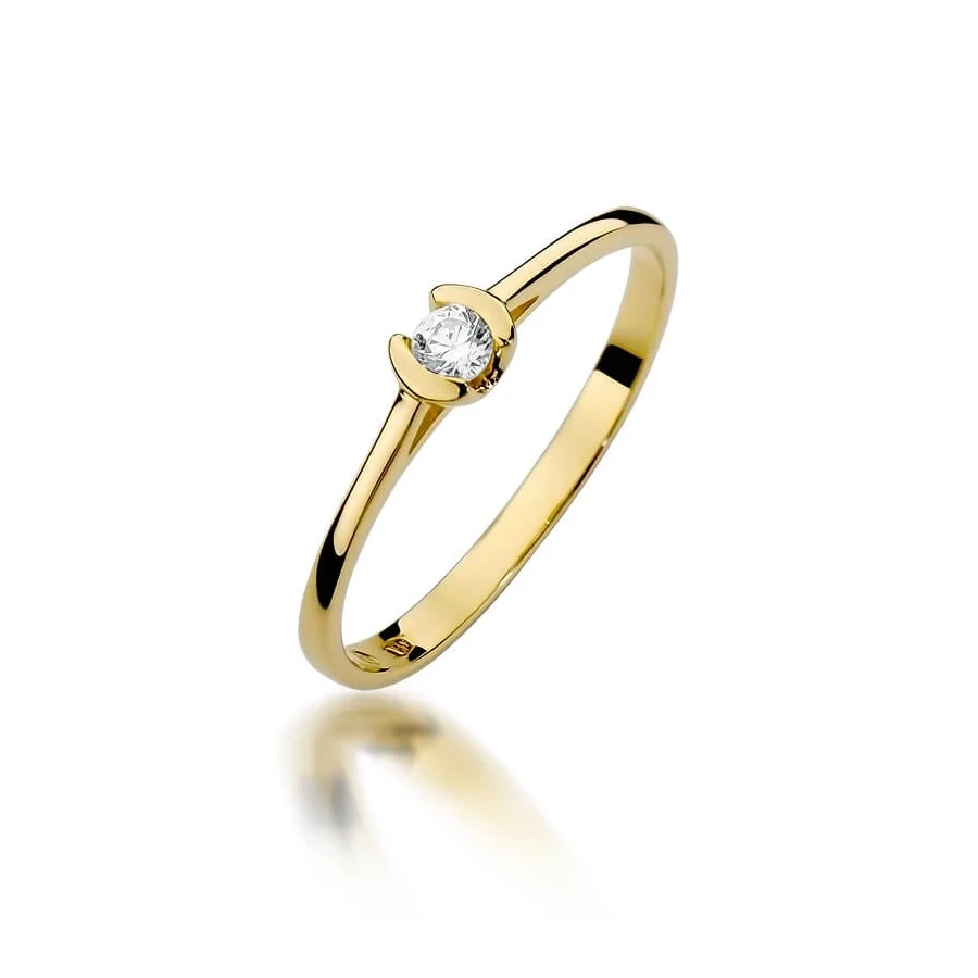 Złoty Pierścionek 585 z diamentem brylant 0,09ct