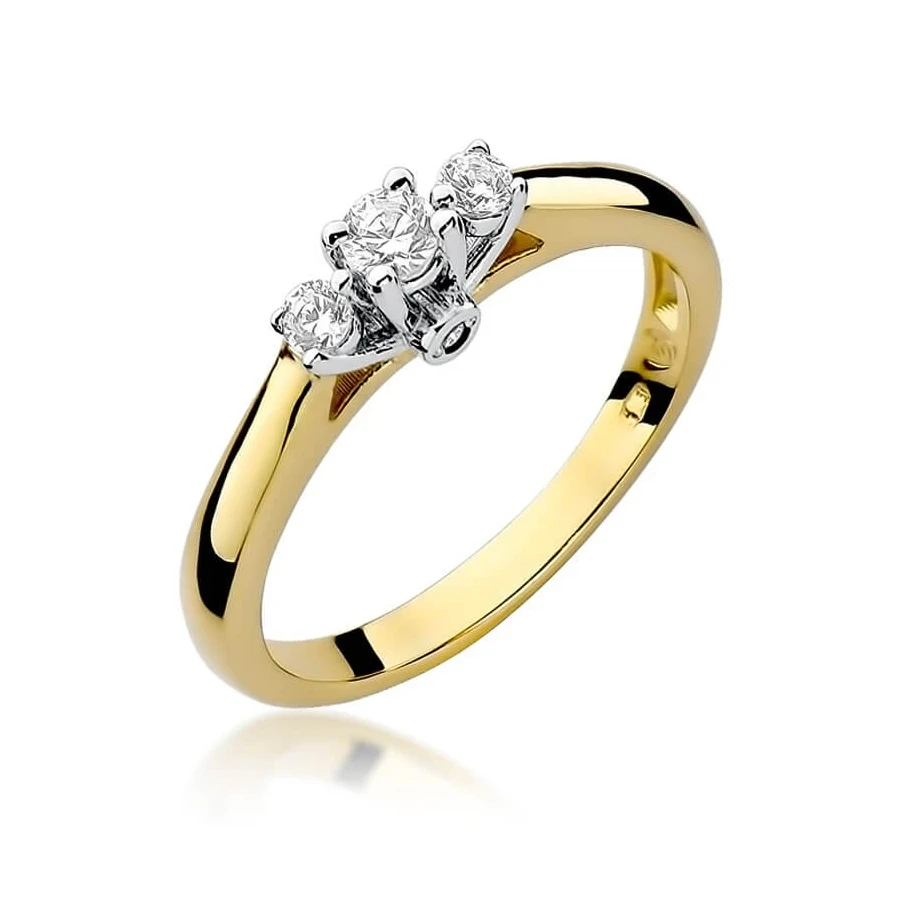 Złoty Pierścionek 585 z diamentem brylant 0,22ct