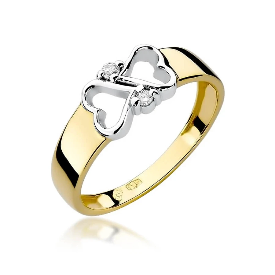Złoty Pierścionek 585 z diamentem brylant 0,04ct